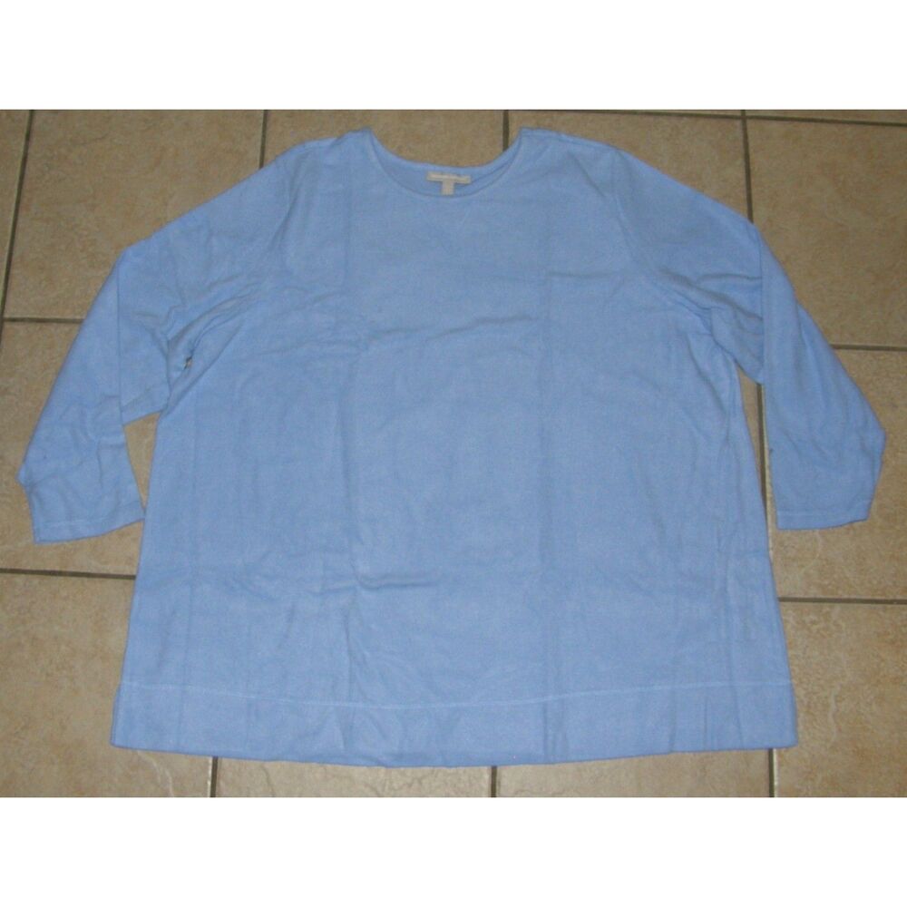 WOMAN WITHIN Blue Plus Sz 30/32 Casual Wear Stretchy Soft Fleece Tunic Shirt NEW